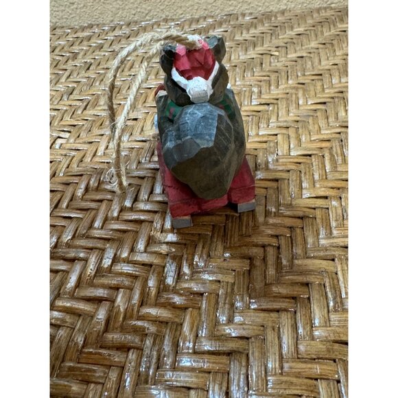 Handcrafted Wooden Squirrel On Sled Christmas Ornament - Picture 3 of 6